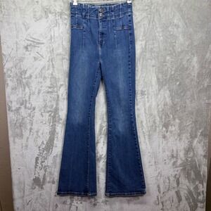 Free People We The Free Jayde Jeans High Rise Flare Size 29 Blue Boho Hippie